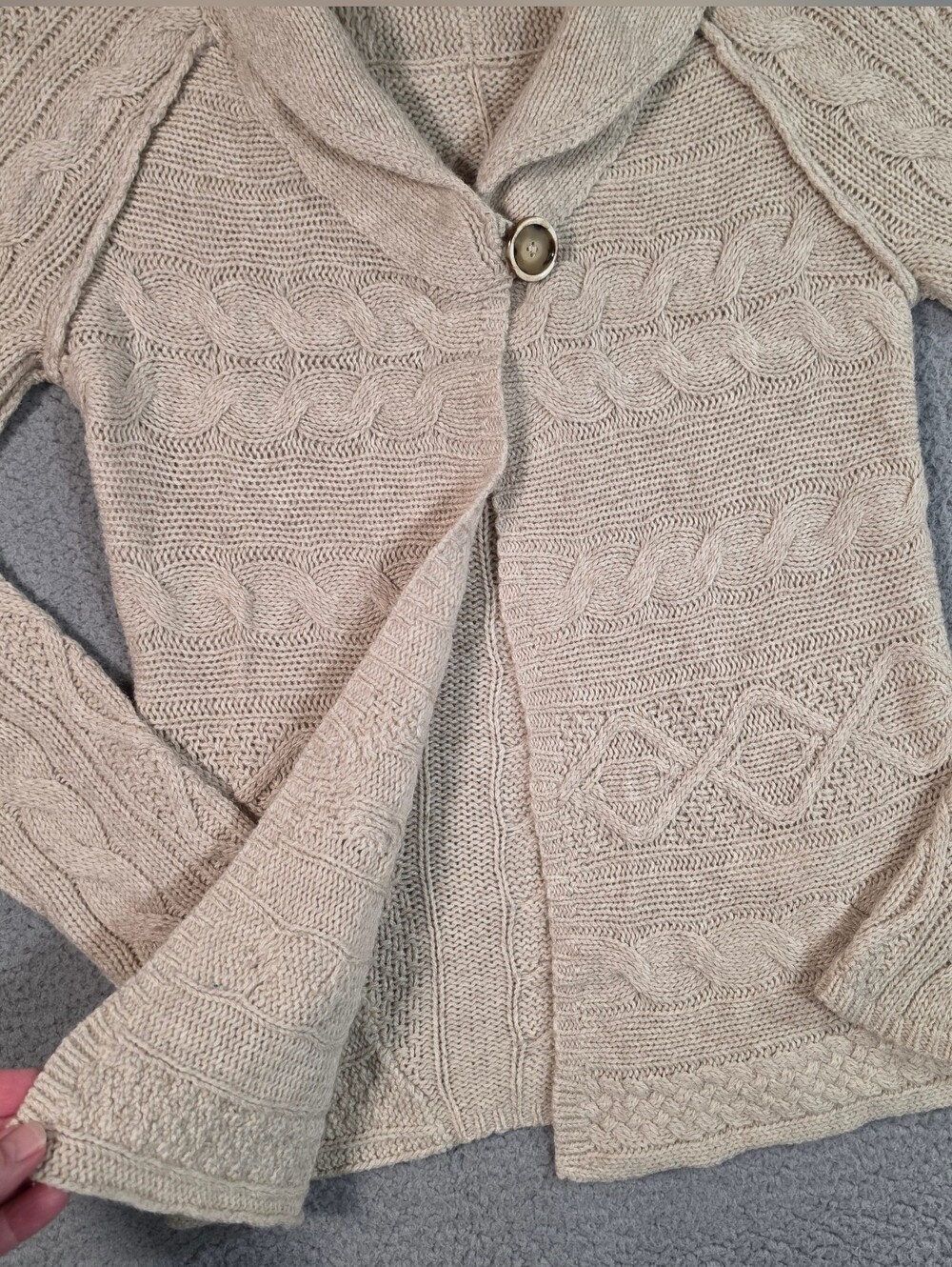 Banana Republic Alpaca Blend Cable Knit 1 Button Cardigan Sweater Medium Beige